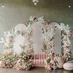 PATPROPS arch decorated with balloon garland showing easy attachment and visual impact benefits