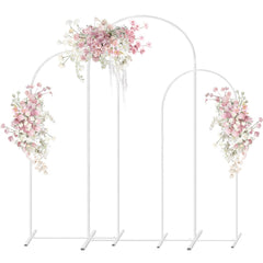 PATPROPS front view of white metal arch showcasing clean frame and easy styling benefits