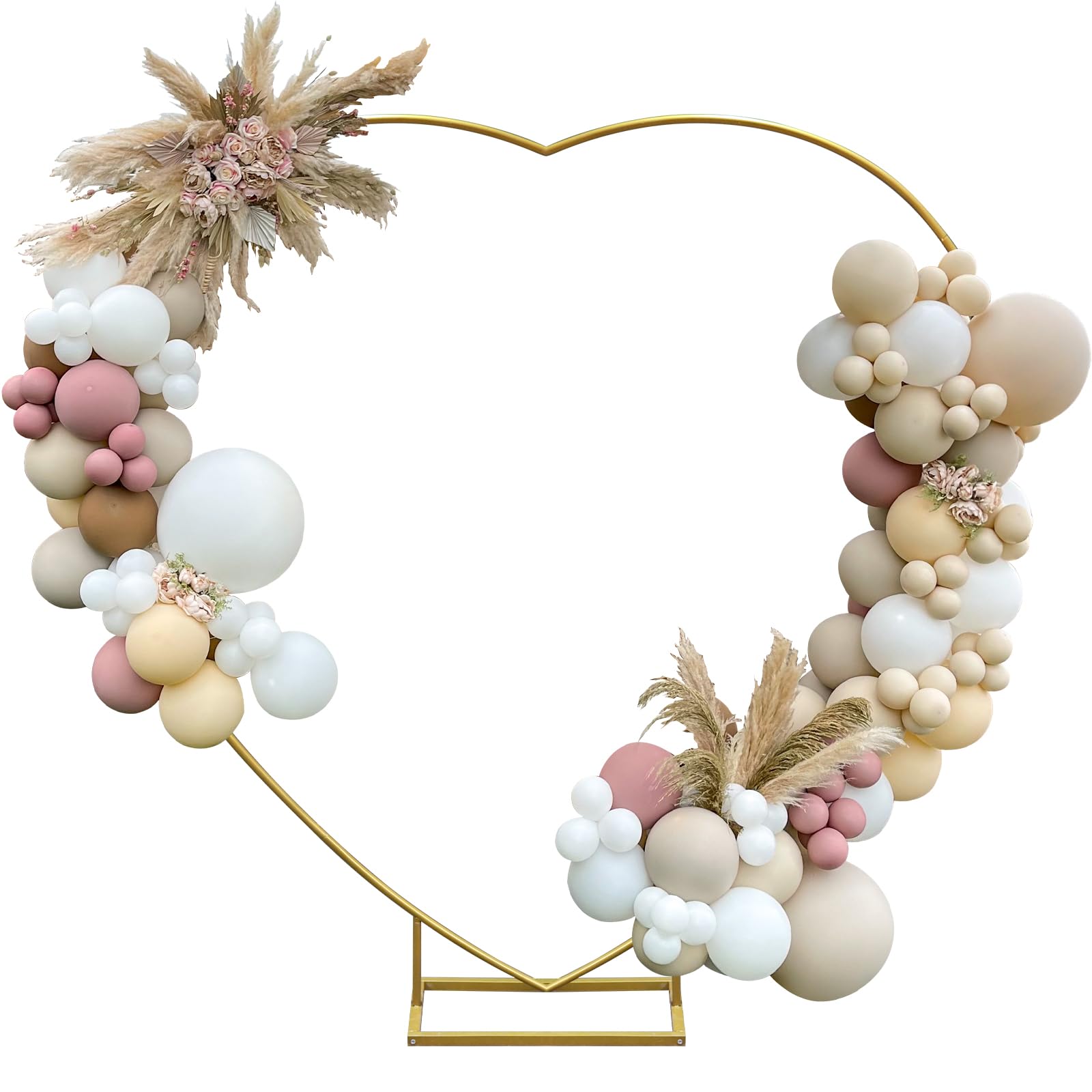 PATPROPS heart arch front view showing full gold heart frame and romantic backdrop benefit