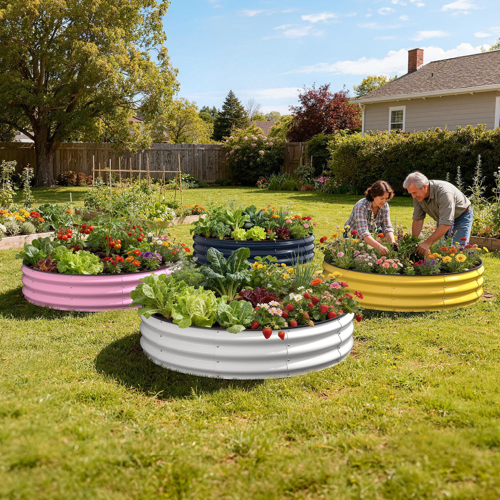 Pattiumo placed on patio with potted planters showing versatile placement and attractive backyard styling