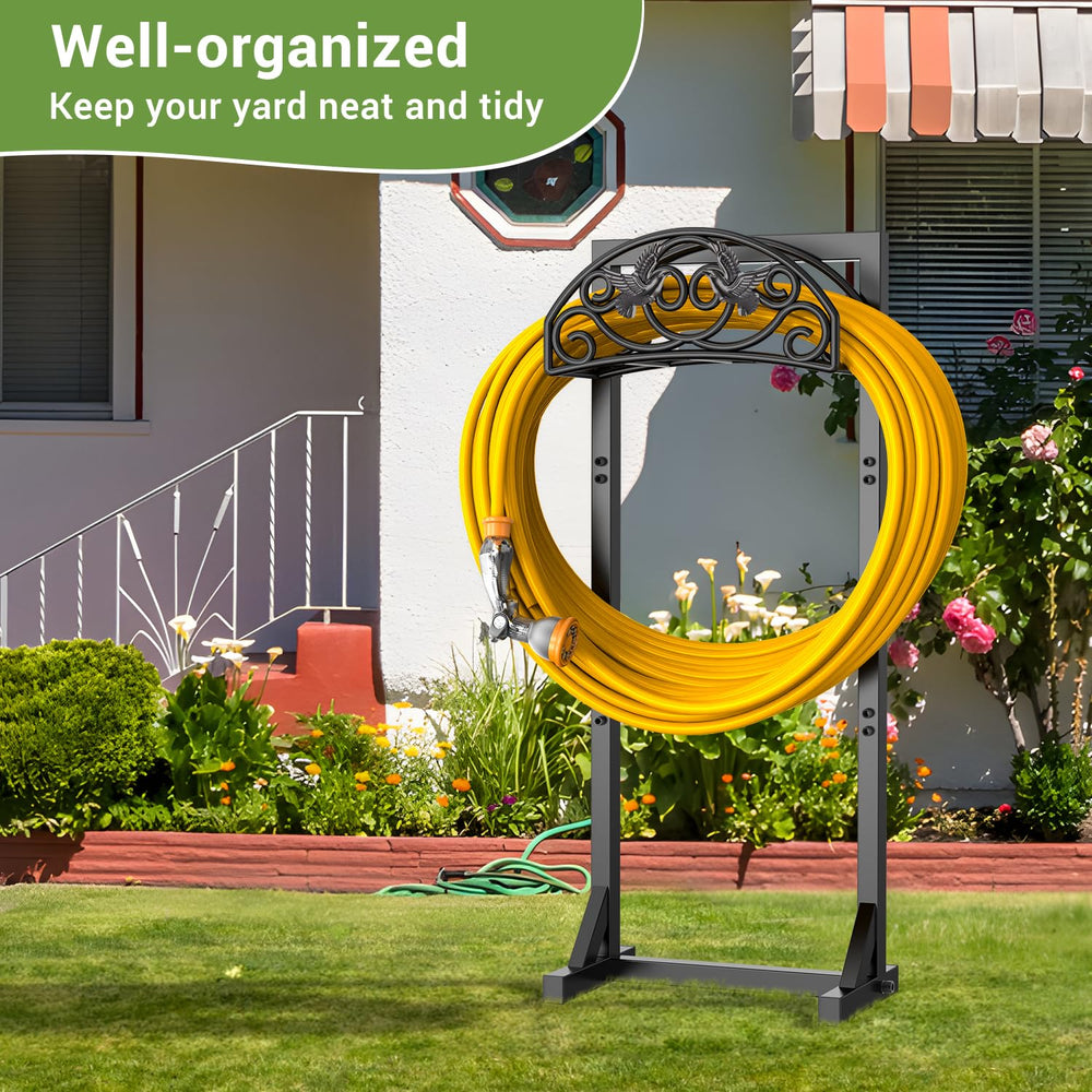Pattiumo scale image with 150 ft hose coil to illustrate capacity and space-saving storage