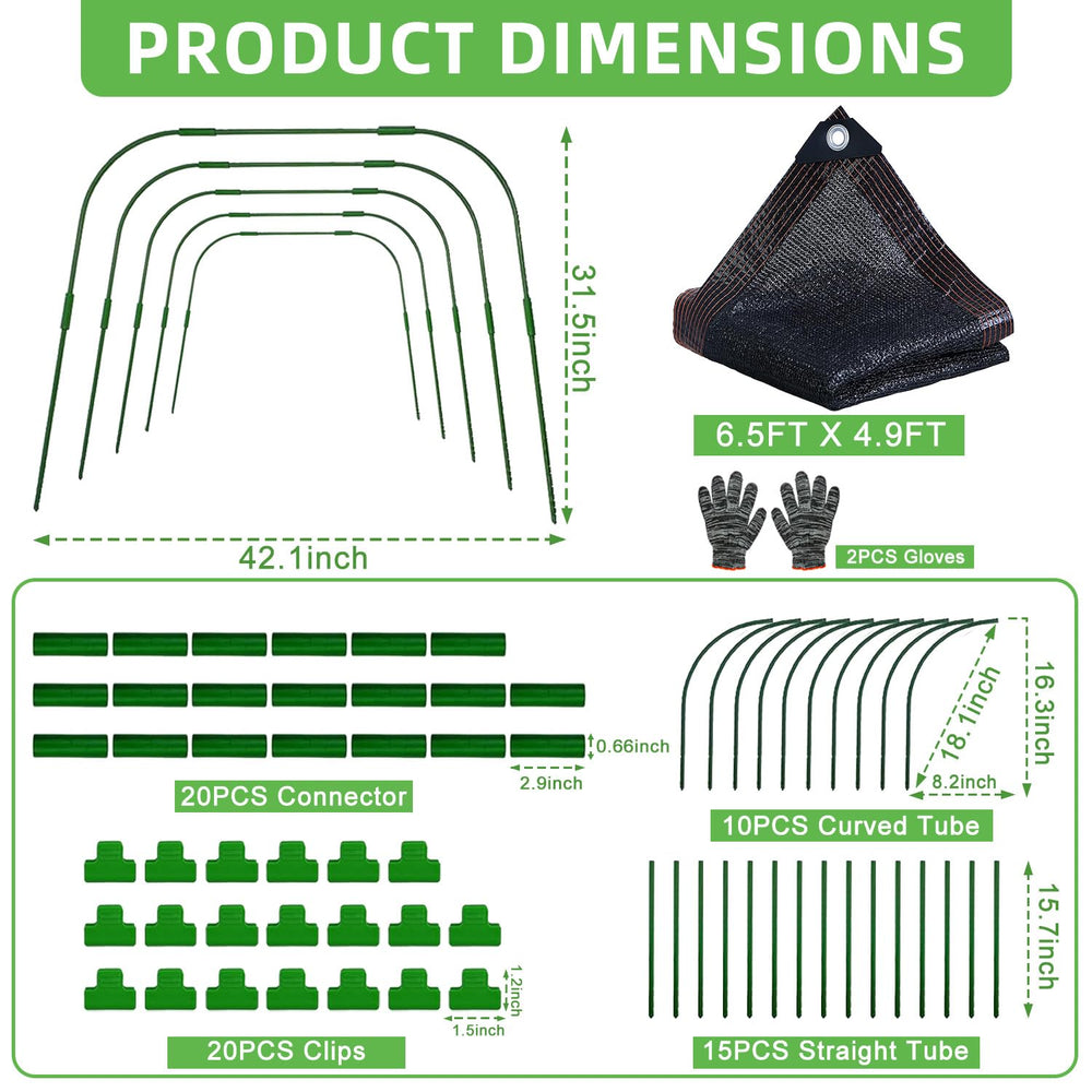 PATYDEST hoop frame assembled over raised bed demonstrating easy installation and plant shade