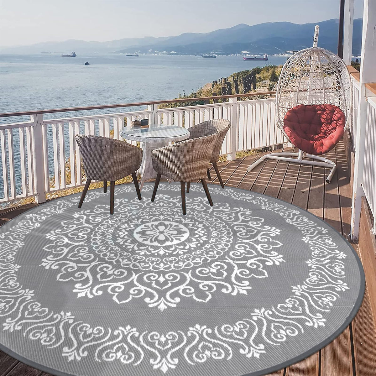 Pauwer front view showing floral grey pattern and durable finish benefits longevity