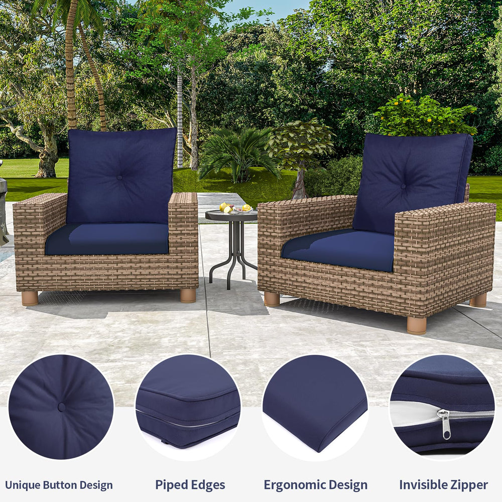 Pauwer cushions on a deep-seat patio chair demonstrating comfortable seating