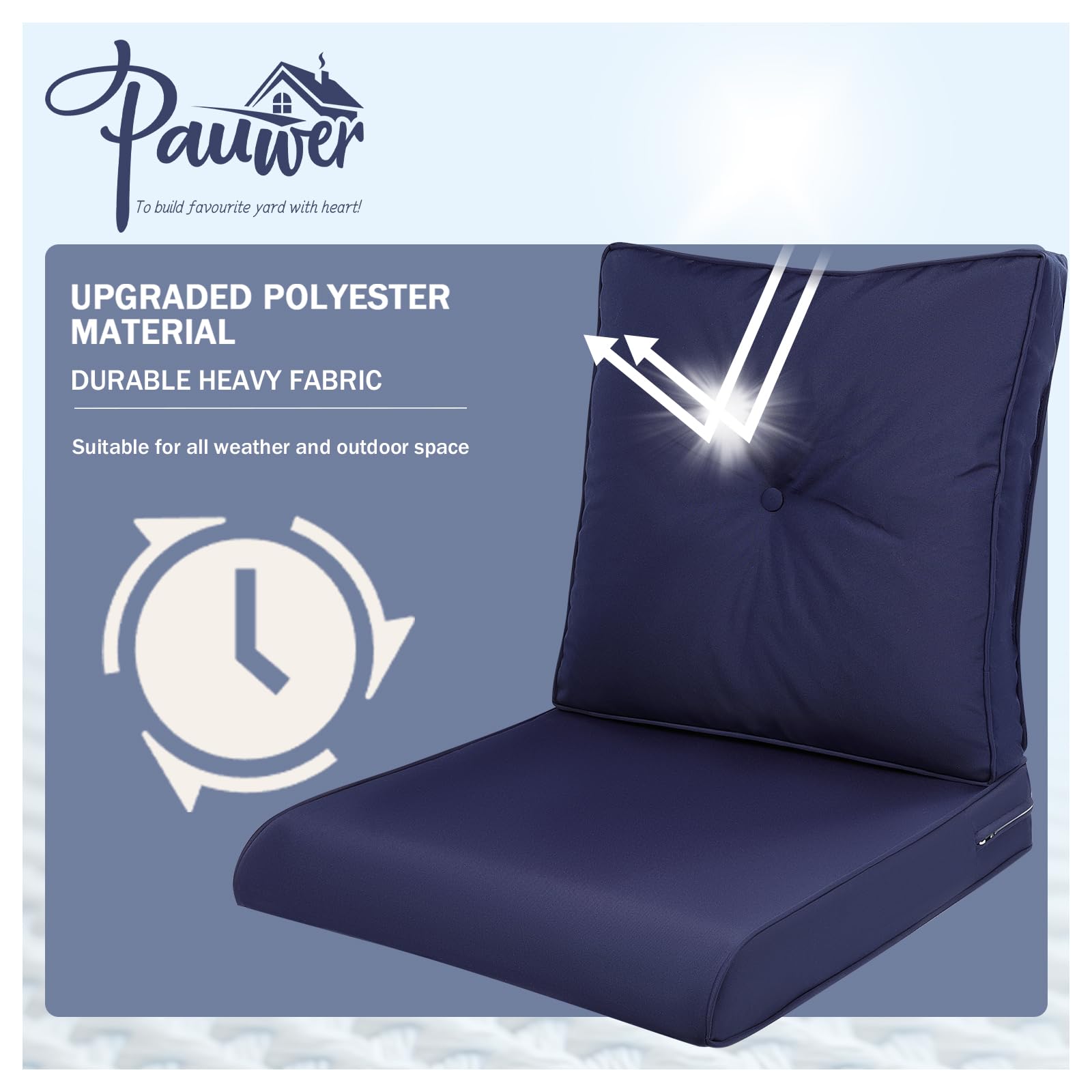 Pauwer cushion next to ruler scale showing exact 22x24 seat dimensions