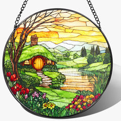 Pauyadu front view of The Shire suncatcher displaying colorful glass tones and decorative appeal
