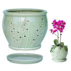 pavtner front view grass green pot showing round-belly design and elegant finish
