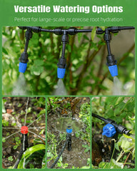 Pawfly adjustable emitters and mist nozzles detail for precise plant watering