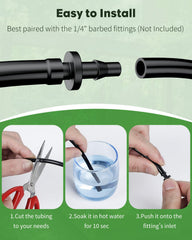 Pawfly tubing laid through garden beds illustrating neat, efficient water delivery