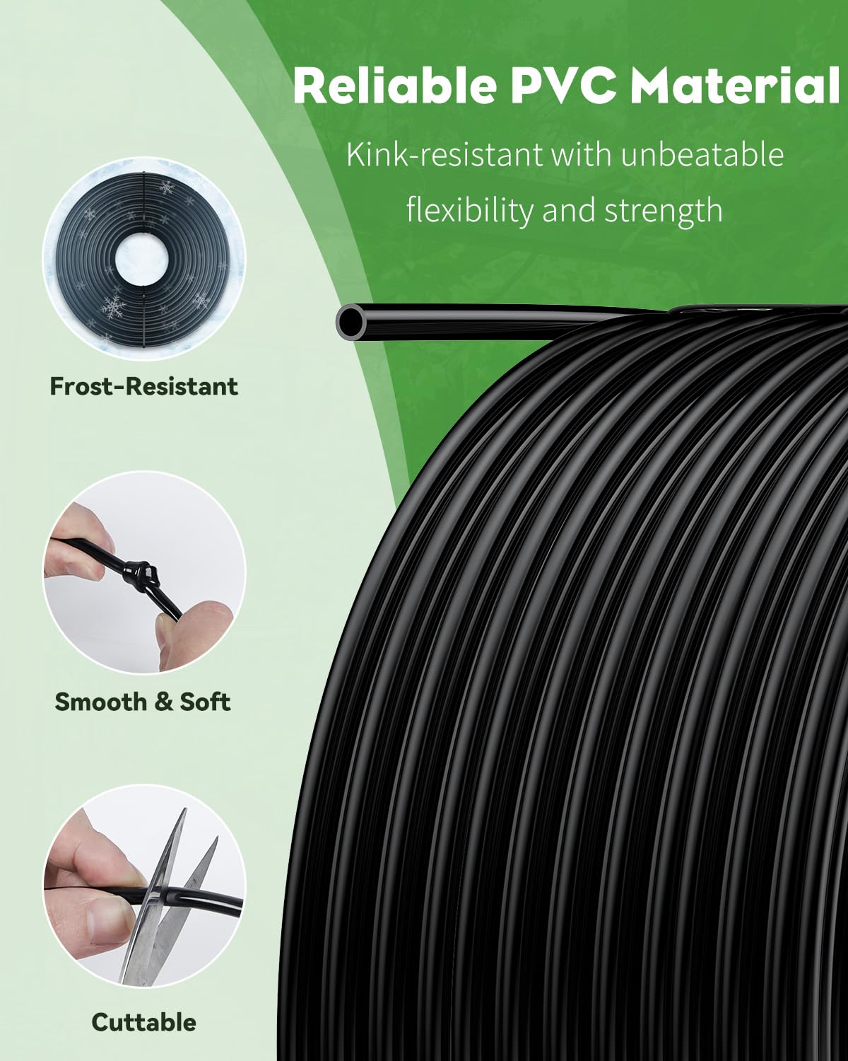 Pawfly tubing next to ruler for scale to show 500 ft supply and compact storage