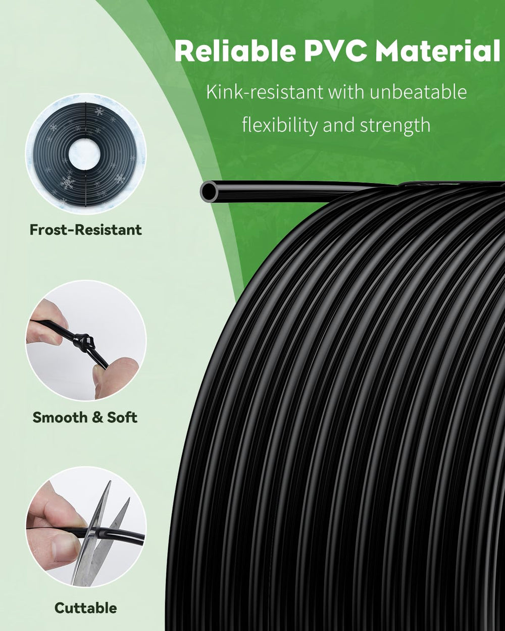 Pawfly tubing next to ruler for scale to show 500 ft supply and compact storage