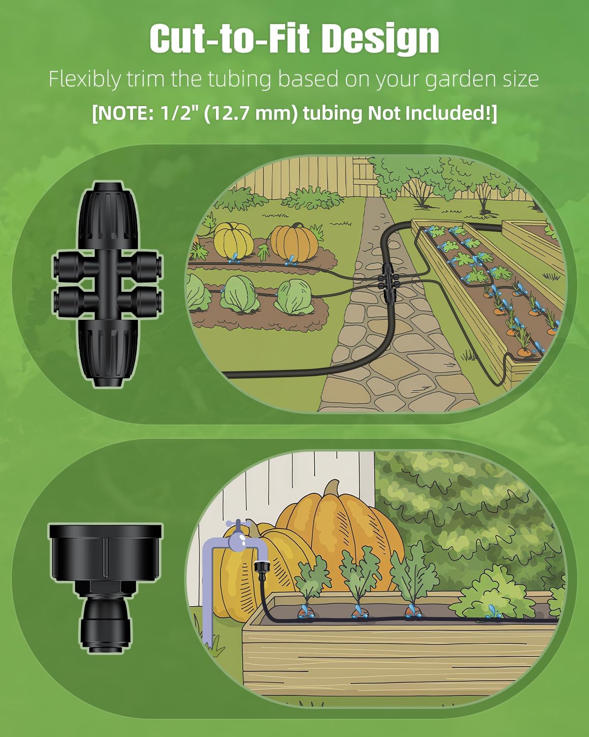 Pawfly flexible tubing routed around garden corner showing ease of layout