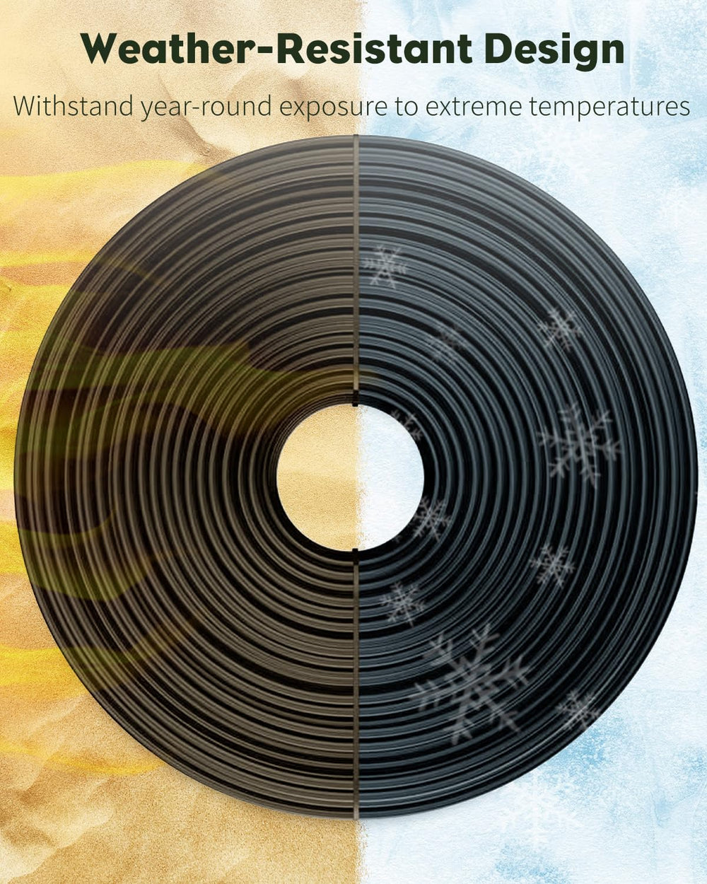 Pawfly tubing bent around garden edge illustrating flexible routing benefit
