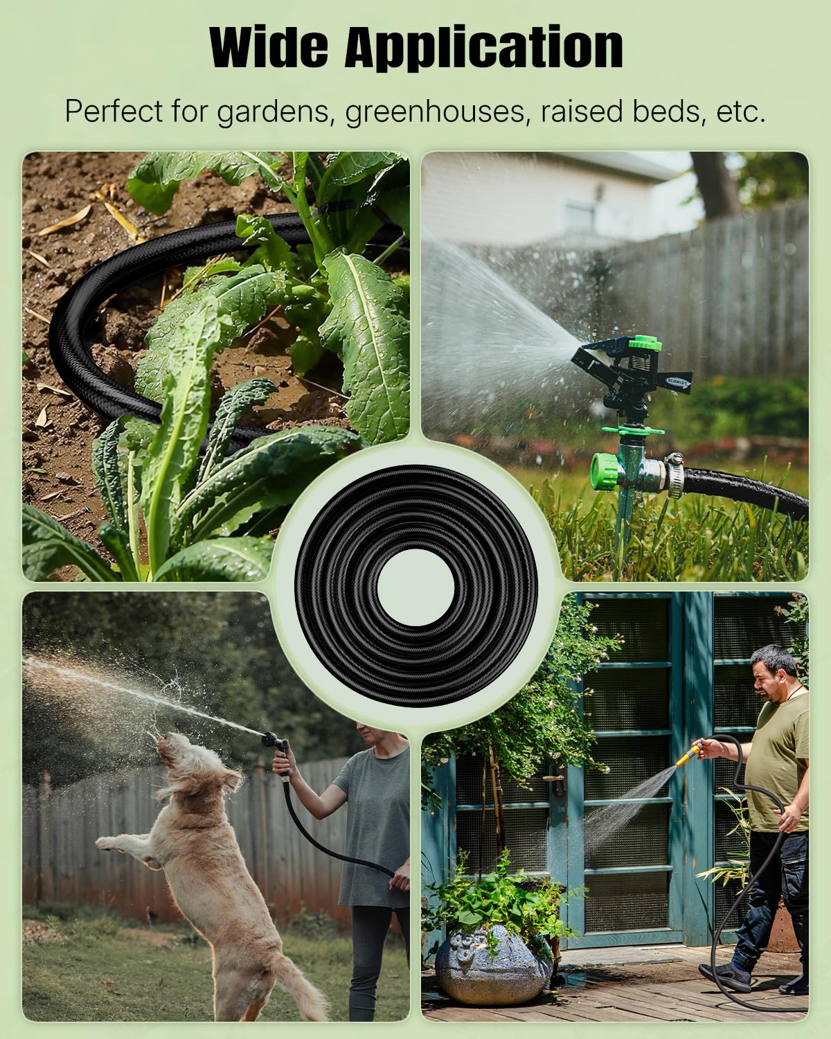 Pawfly tubing run along greenhouse bench showing reliable water distribution benefit