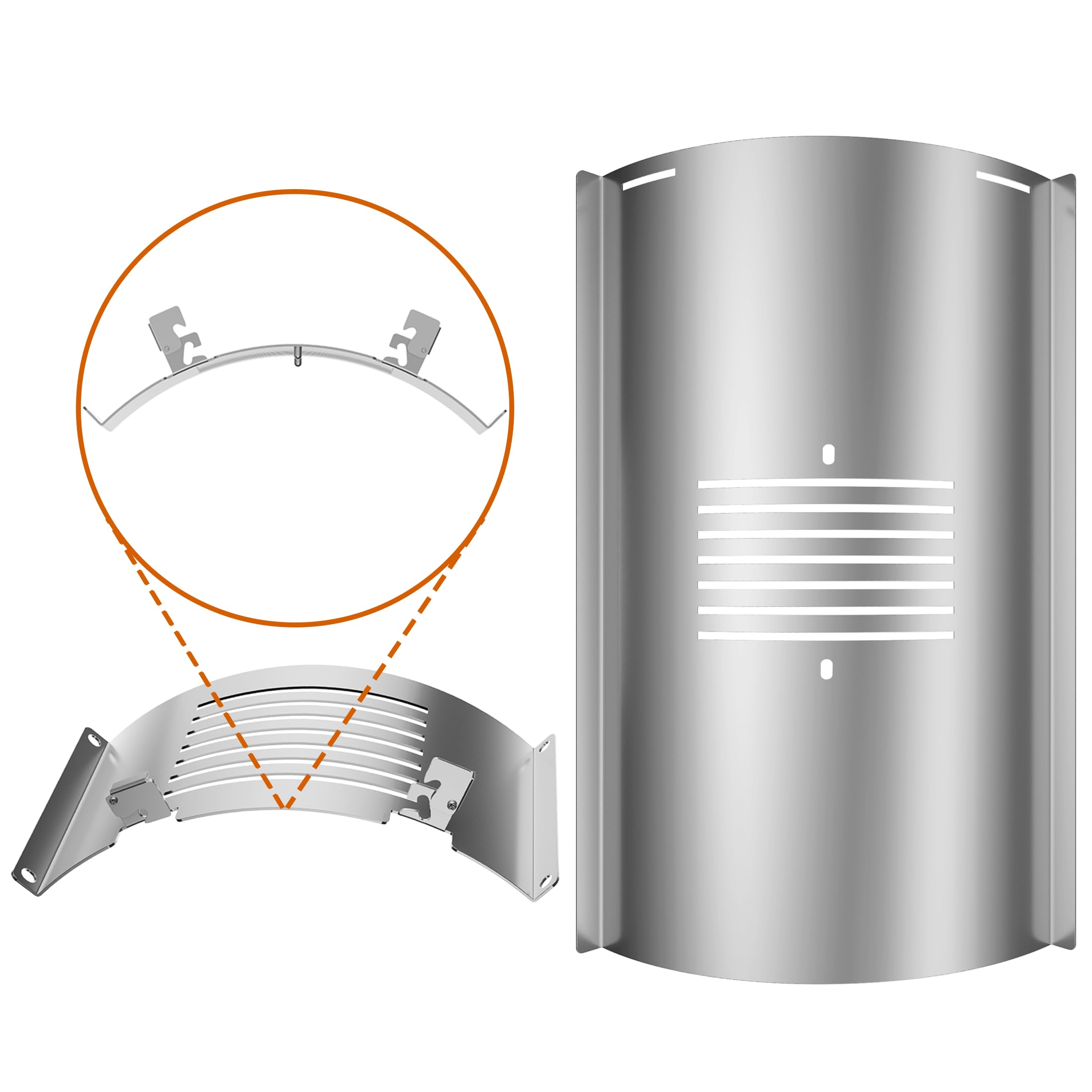 Pawsible heat deflector side profile demonstrating correct fit and improved heat flow