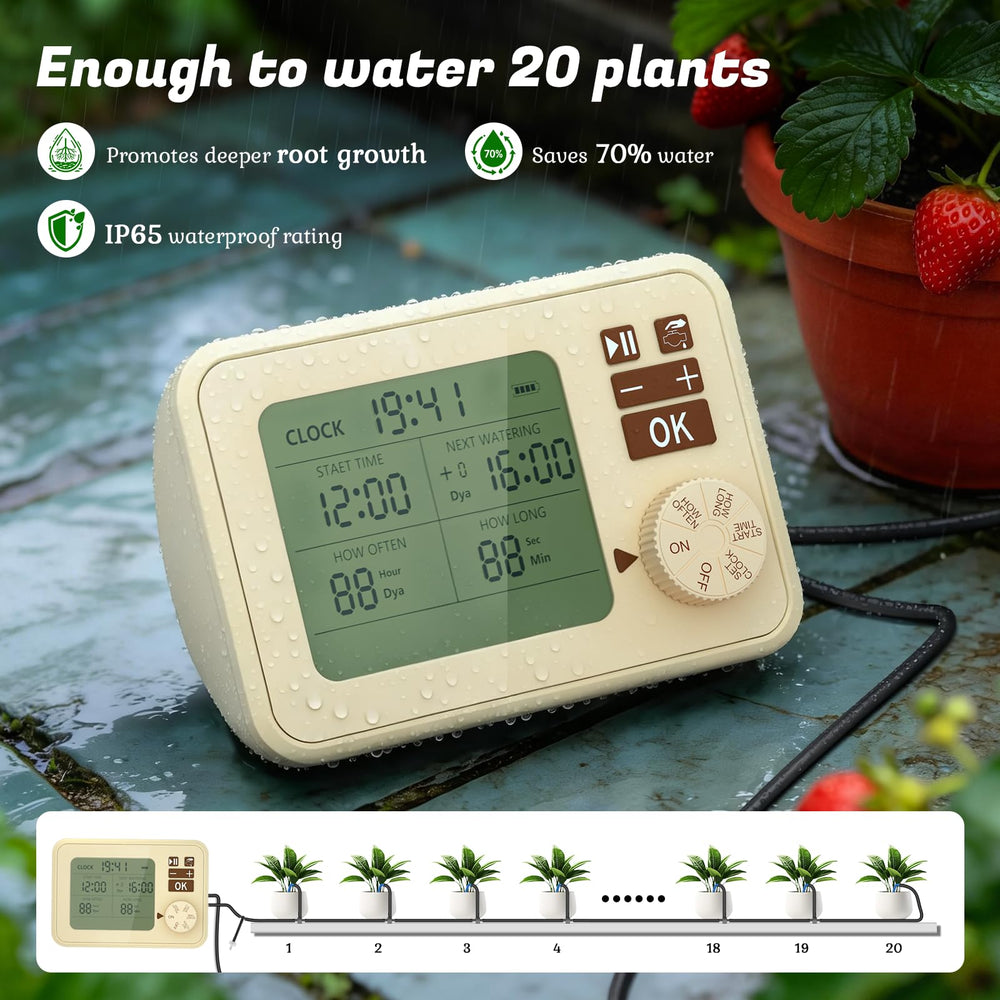 PChero system installed on plant shelves simplifying multi-pot watering
