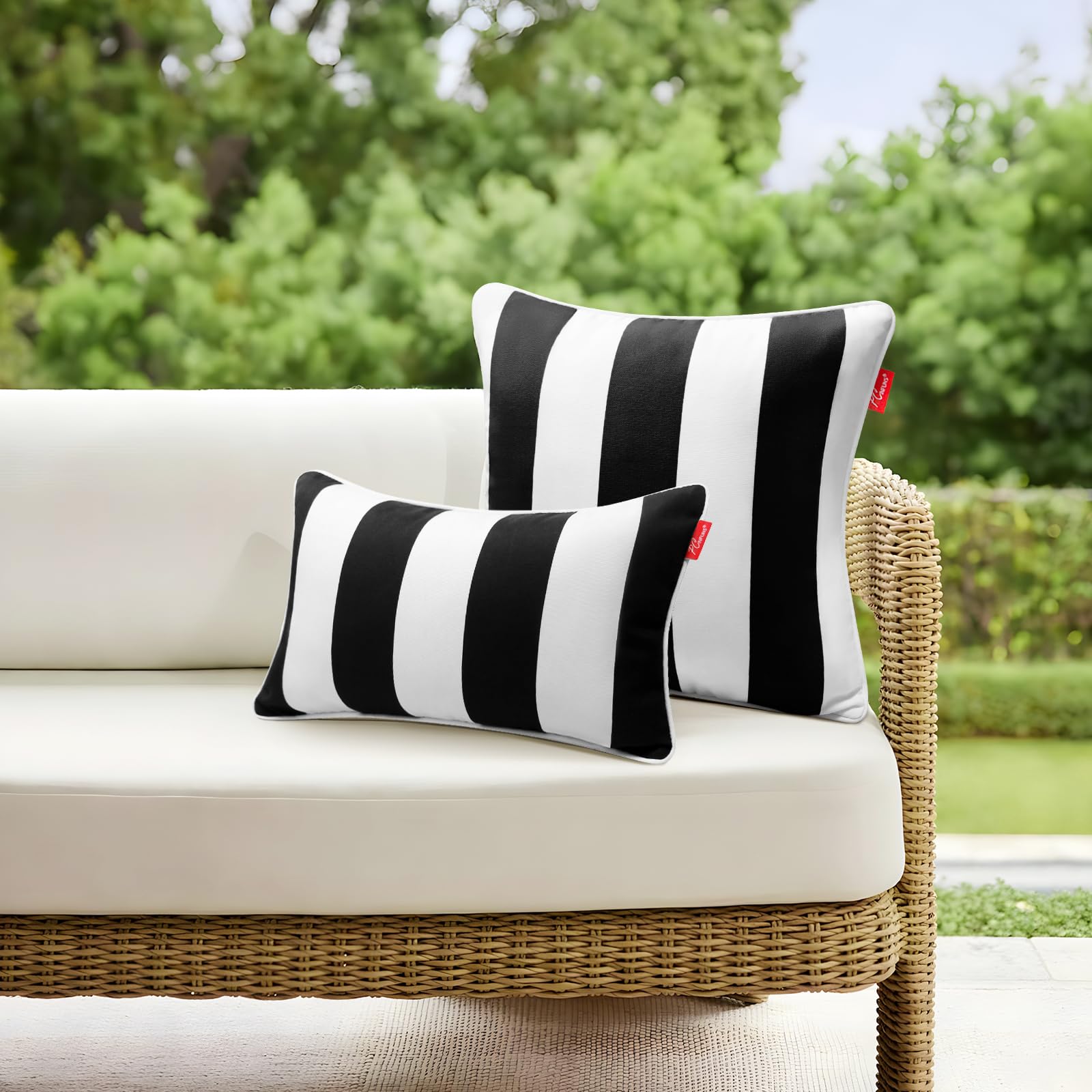 Pcinfuns decorative pillows on deck chairs adding contrast and comfort