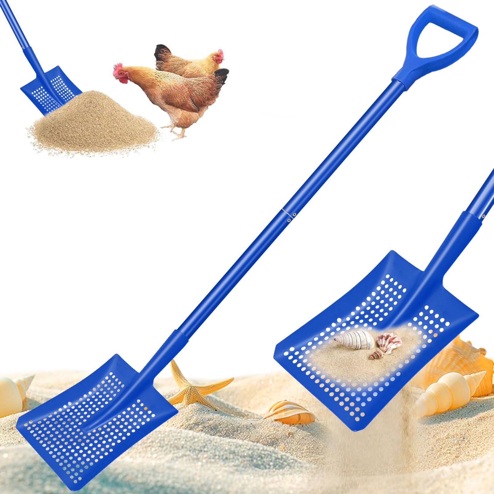 pdpdoc front view blue sifter shovel showing full length and head for easy identification and reach