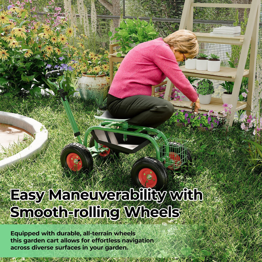 PeacefulHues user seated planting to illustrate ergonomic gardening benefits
