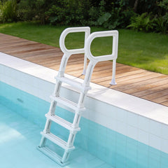 PeakPursuit front view showing 5-step ladder and double handrails for stable access