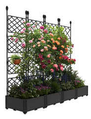 PeakPursuit assembled front view showing planter and trellis for compact gardening