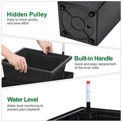 PeakPursuit caster and drainage detail highlighting mobility and overflow protection