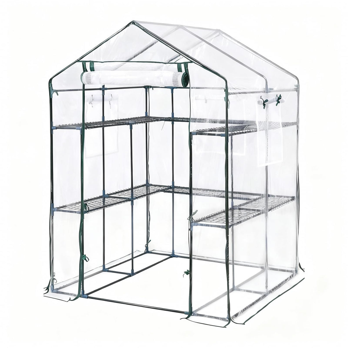 PeakPursuit front view of walk-in greenhouse showing full structure and access benefit