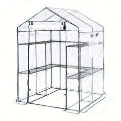 PeakPursuit front view of walk-in greenhouse showing full structure and access benefit