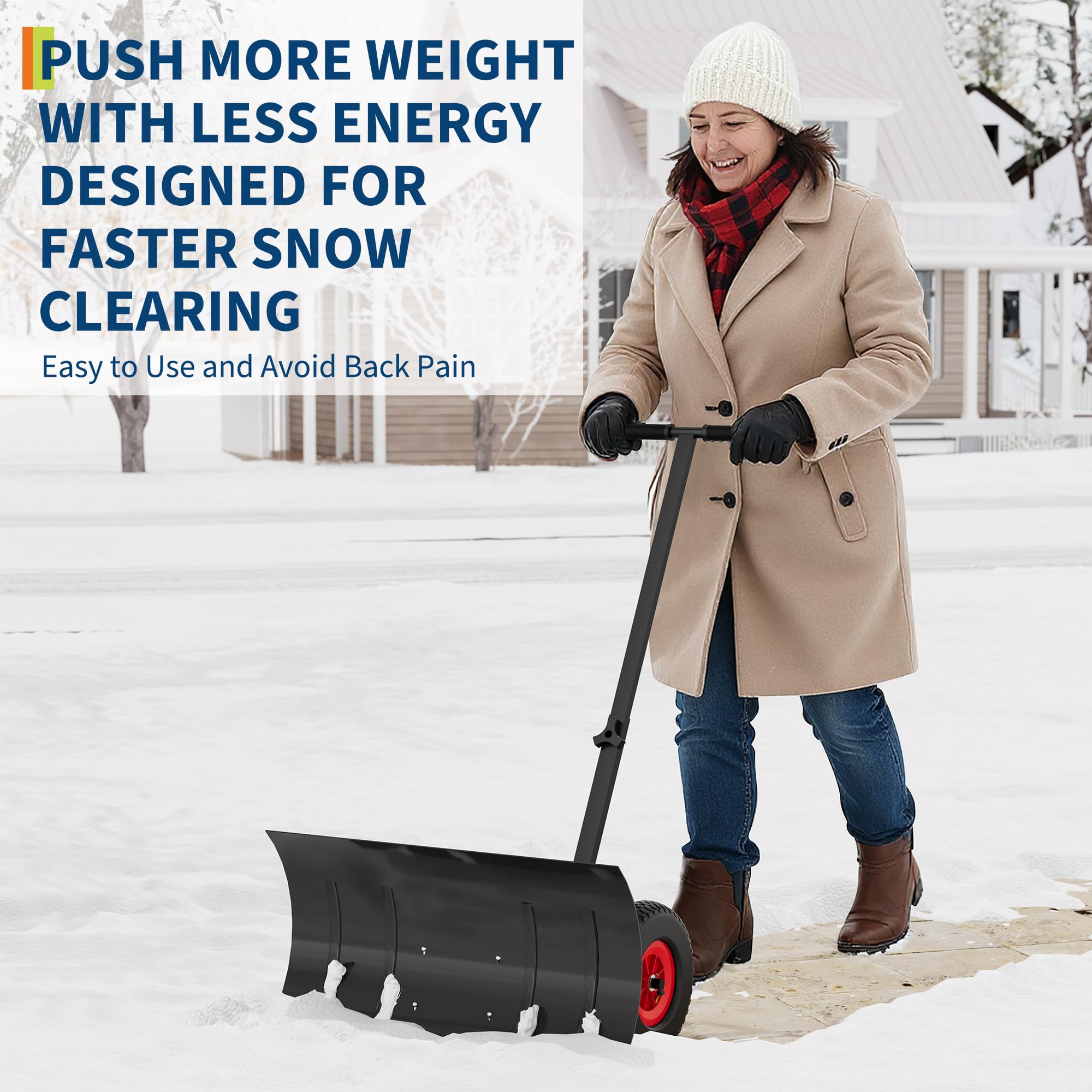 PeakPursuit adjustable handle set to a mid height demonstrating ergonomic back-sparing benefit