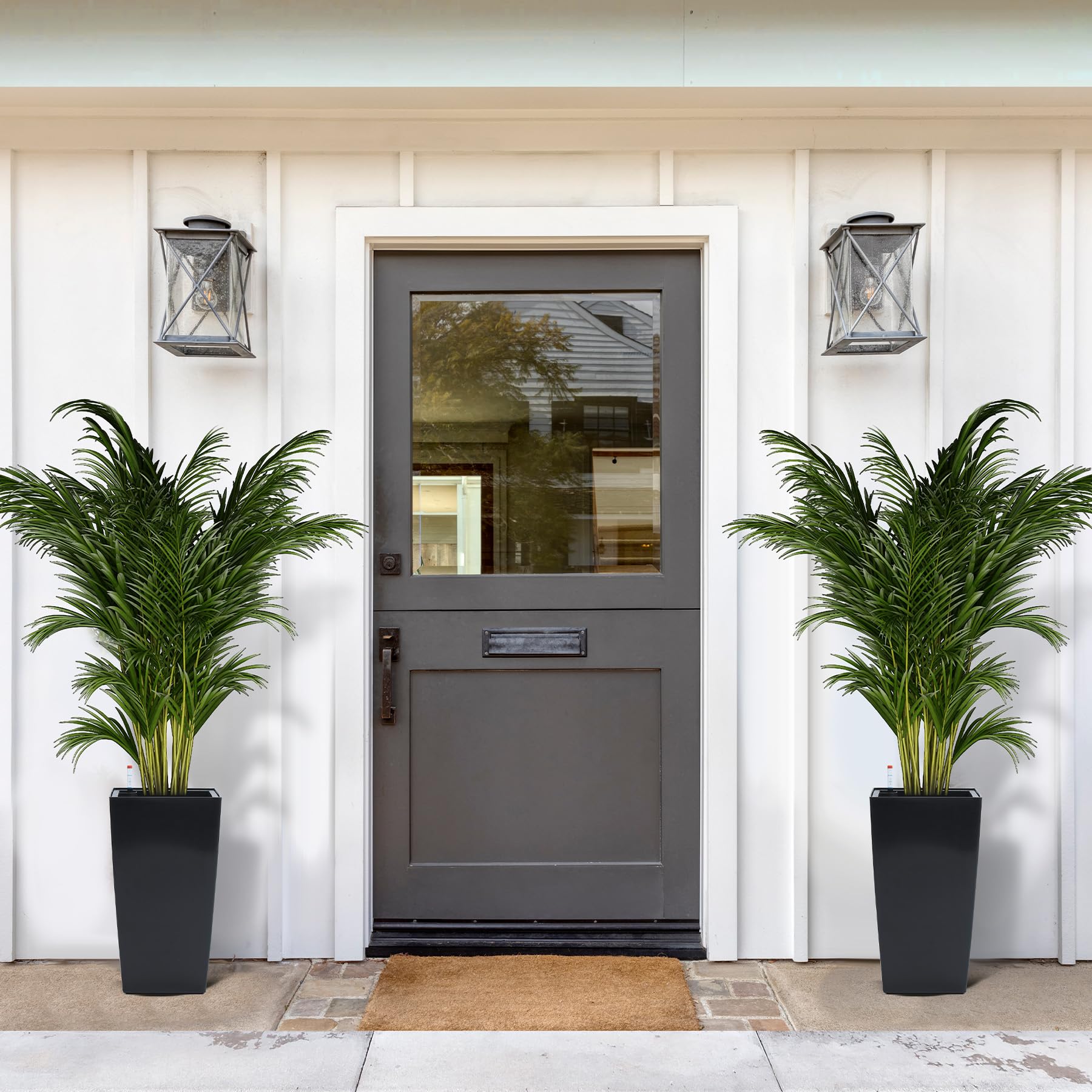 PeakPursuit planter with potted fern on porch creating low-maintenance greenery and ambiance