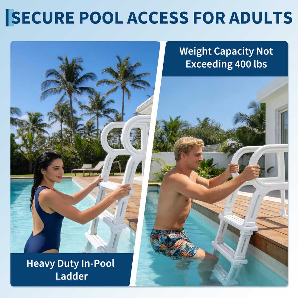 PeakPursuit side angle installed at pool edge illustrating safe 75° incline