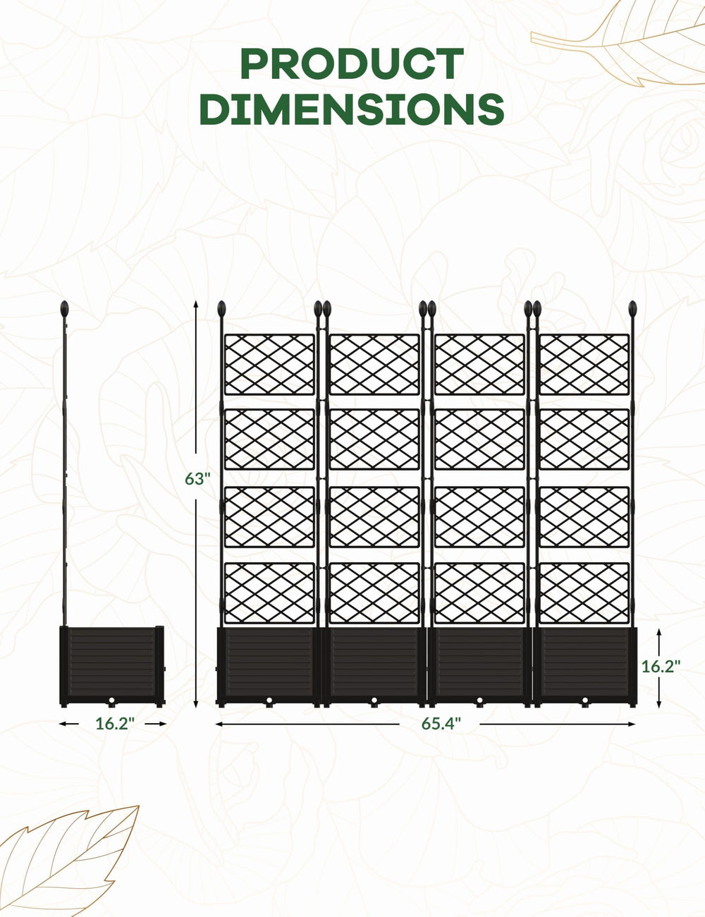 PeakPursuit trellis close-up highlighting sturdy metal grid and plant support