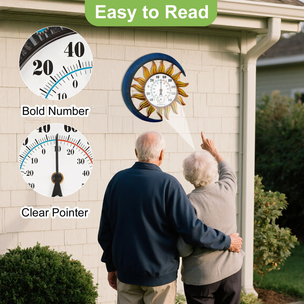 pearlstar mounted on patio wall offering quick, visible outdoor temperature readings