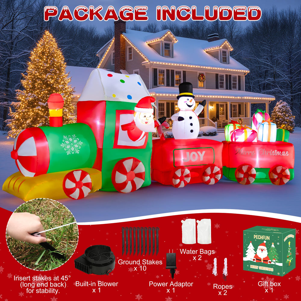 Pechfun driveway scene at night with bright LEDs lighting the yard display