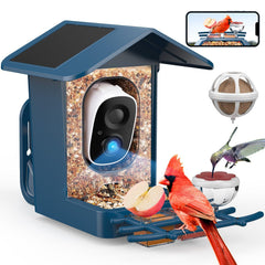 PeckCam front view showing feeder and camera for easy backyard birdwatching