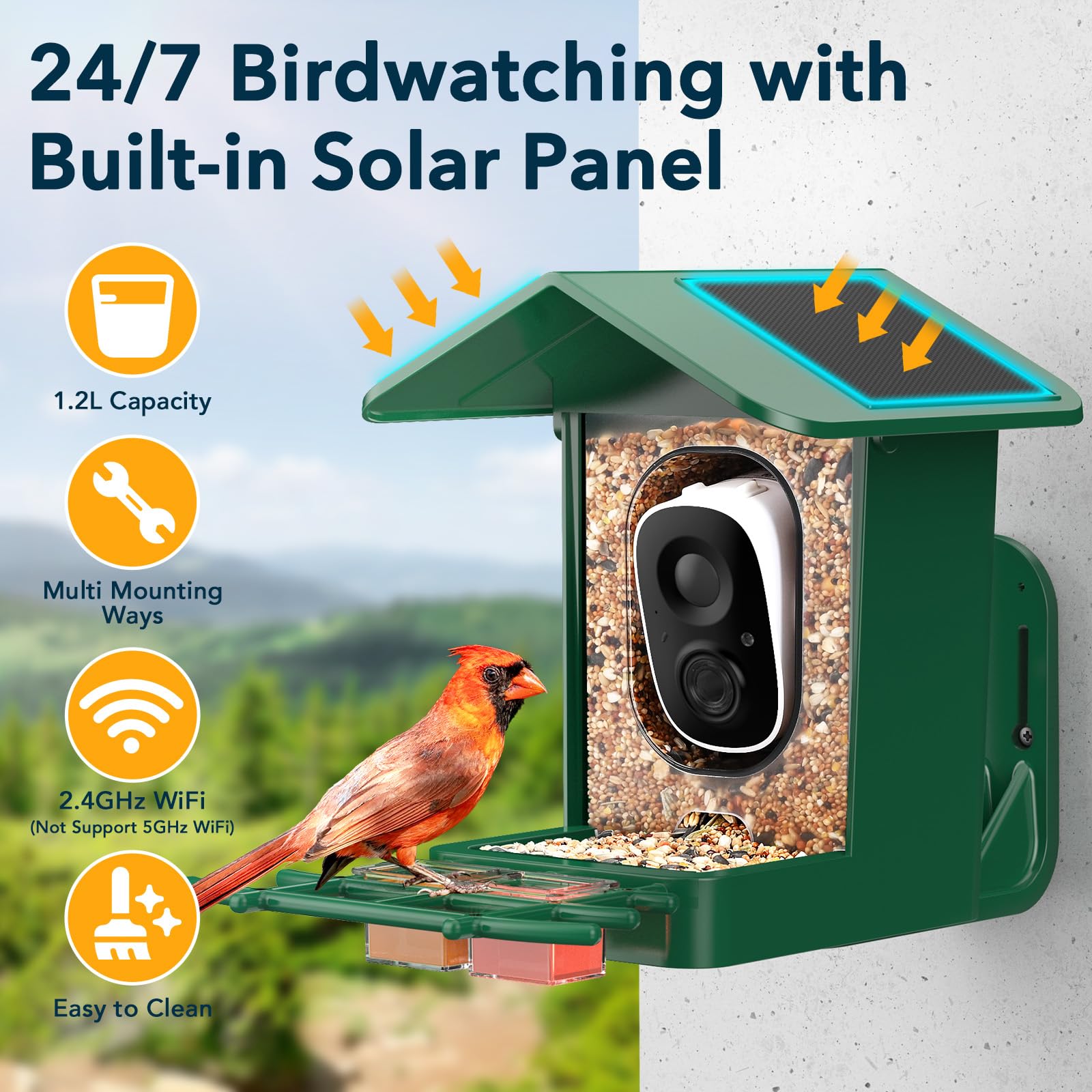 PeckCam side profile with hanging hook, shows weatherproof design benefit