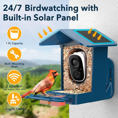 PeckCam solar panels on top providing continuous charging and reduced maintenance