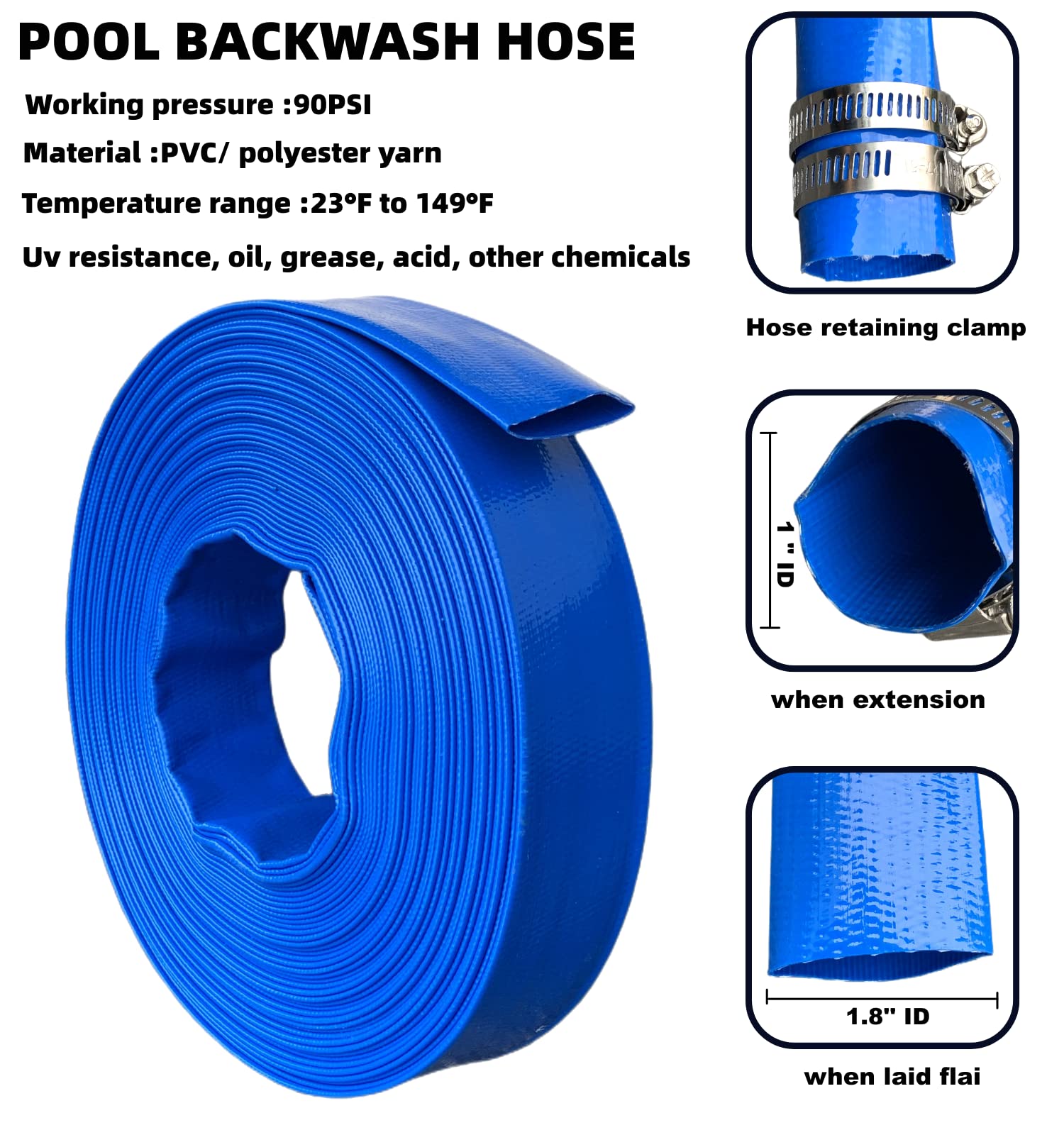 PEISONGFEI hose connected to pool pump demonstrating secure discharge performance