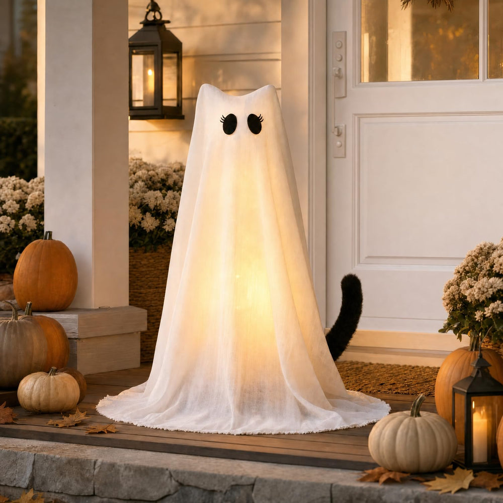 PEJOURI ghost cat front view showing warm glow and friendly look