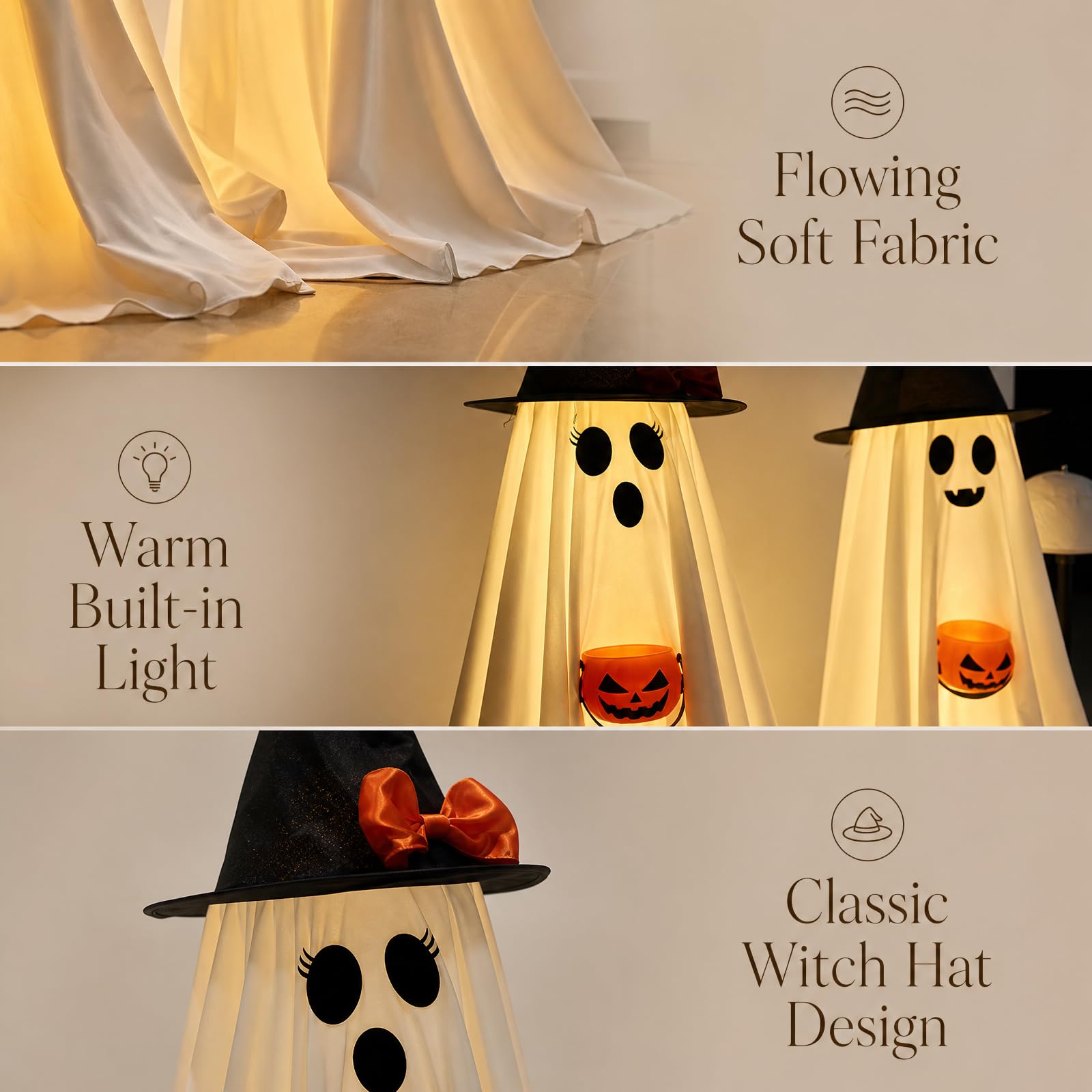 PEJOURI nighttime scene of ghosts glowing warmly for ambient mood lighting