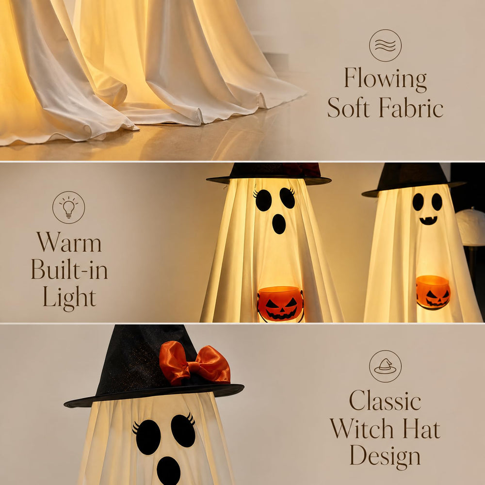 PEJOURI nighttime scene of ghosts glowing warmly for ambient mood lighting