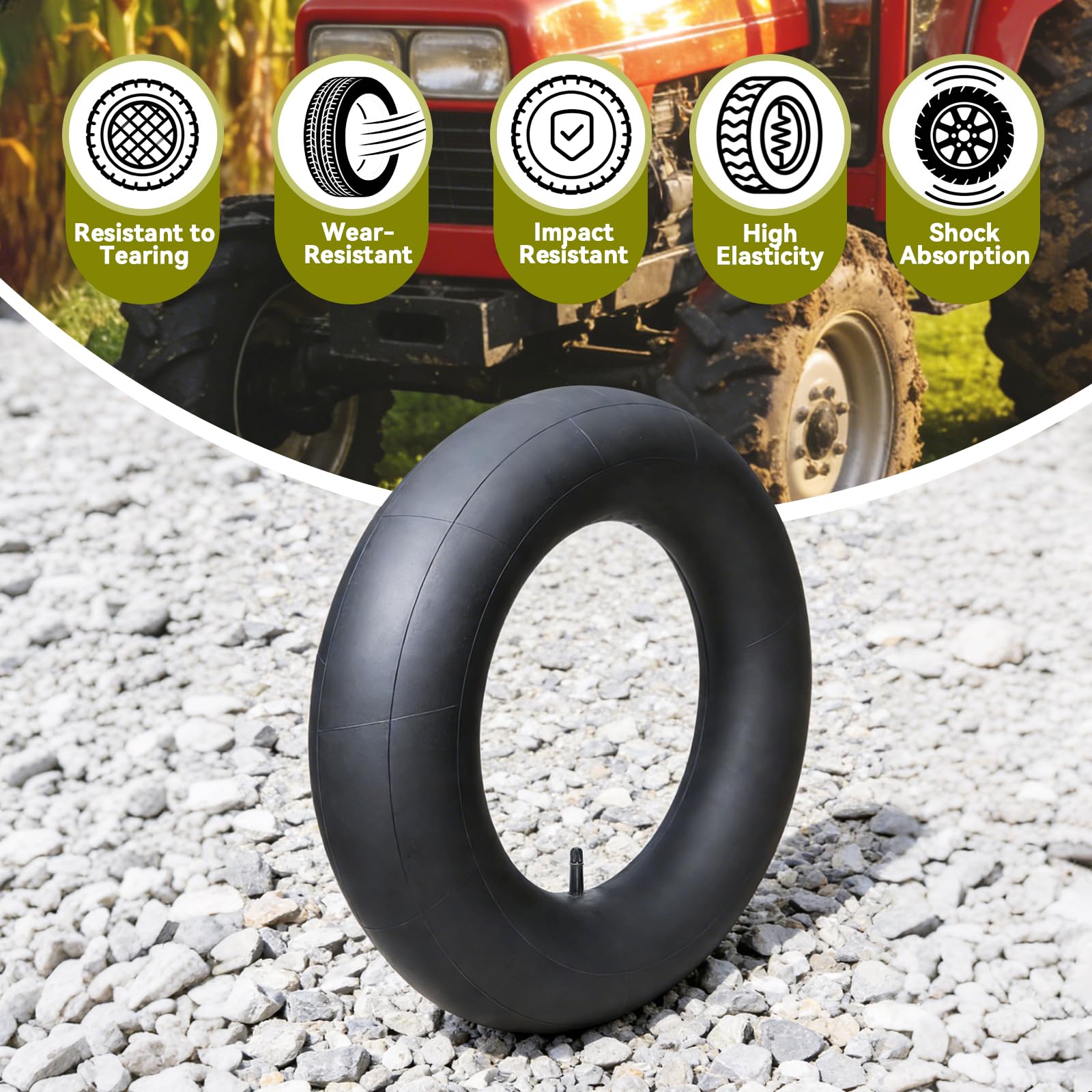 PEKYDWKZ tube beside ruler illustrating scale and compatibility across R16 tire sizes