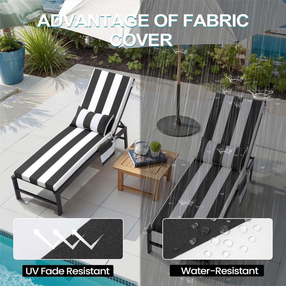 Pellebant straps and underside fastening, secures cushion to lounge bed