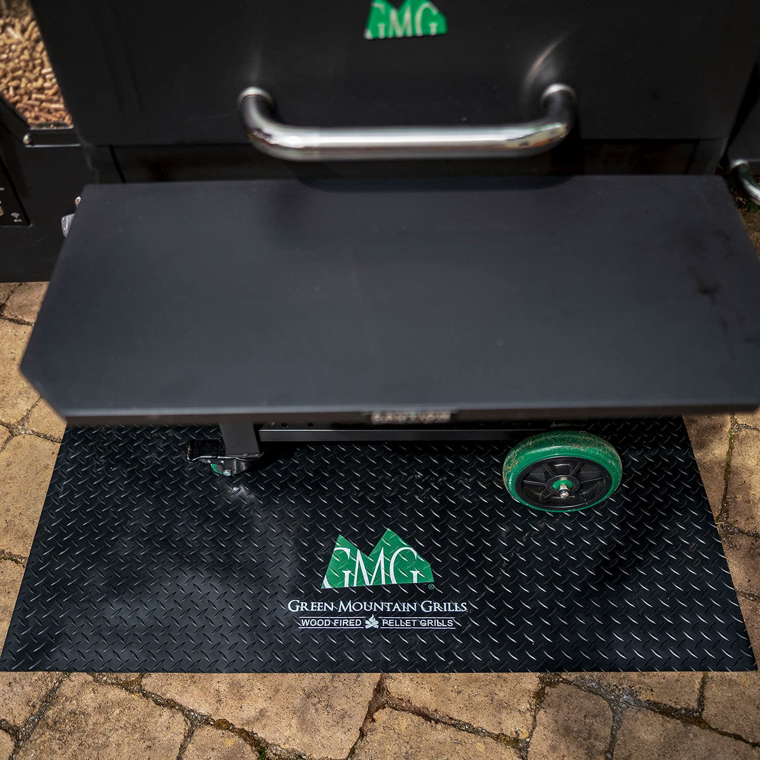 Pellethead GMG-4111 under a pellet grill catching drips and protecting decking