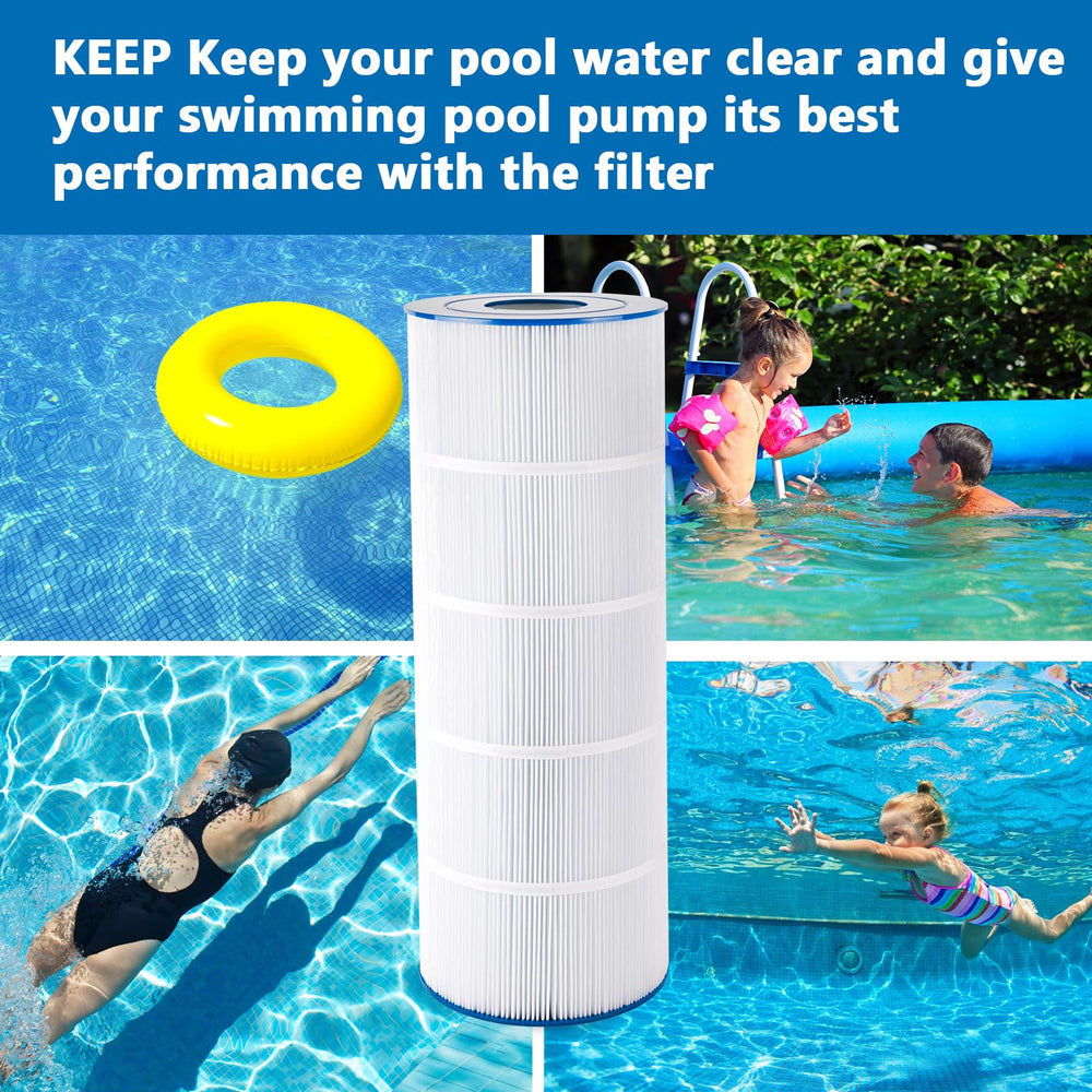 PELLUCID cartridge next to a pool conveying better water clarity and maintenance benefit