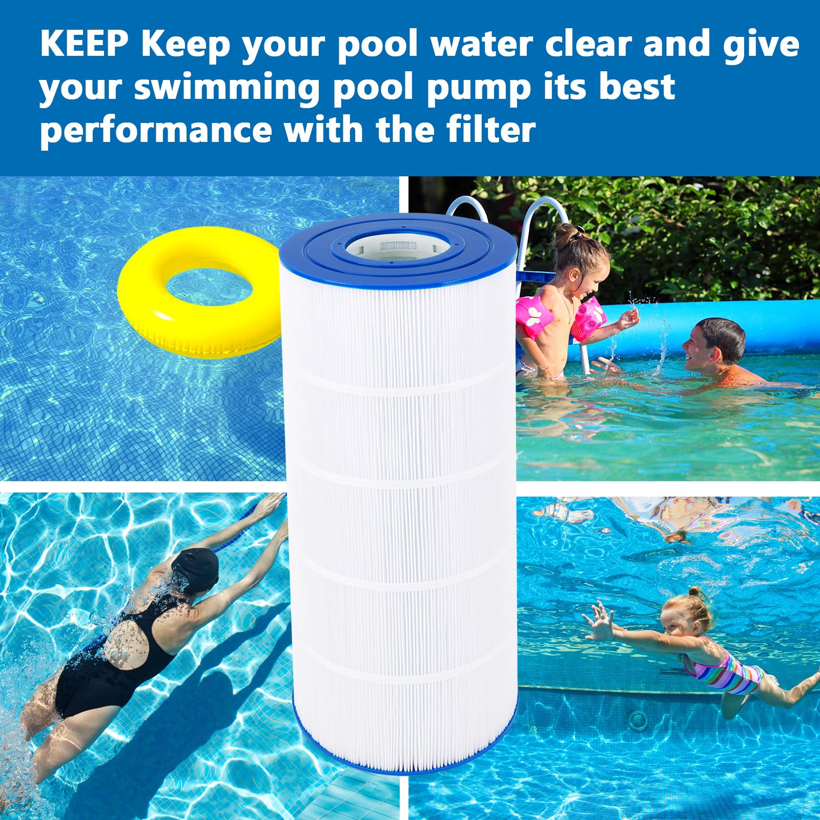 PELLUCID cartridge poolside illustrating cleaner water and maintenance ease