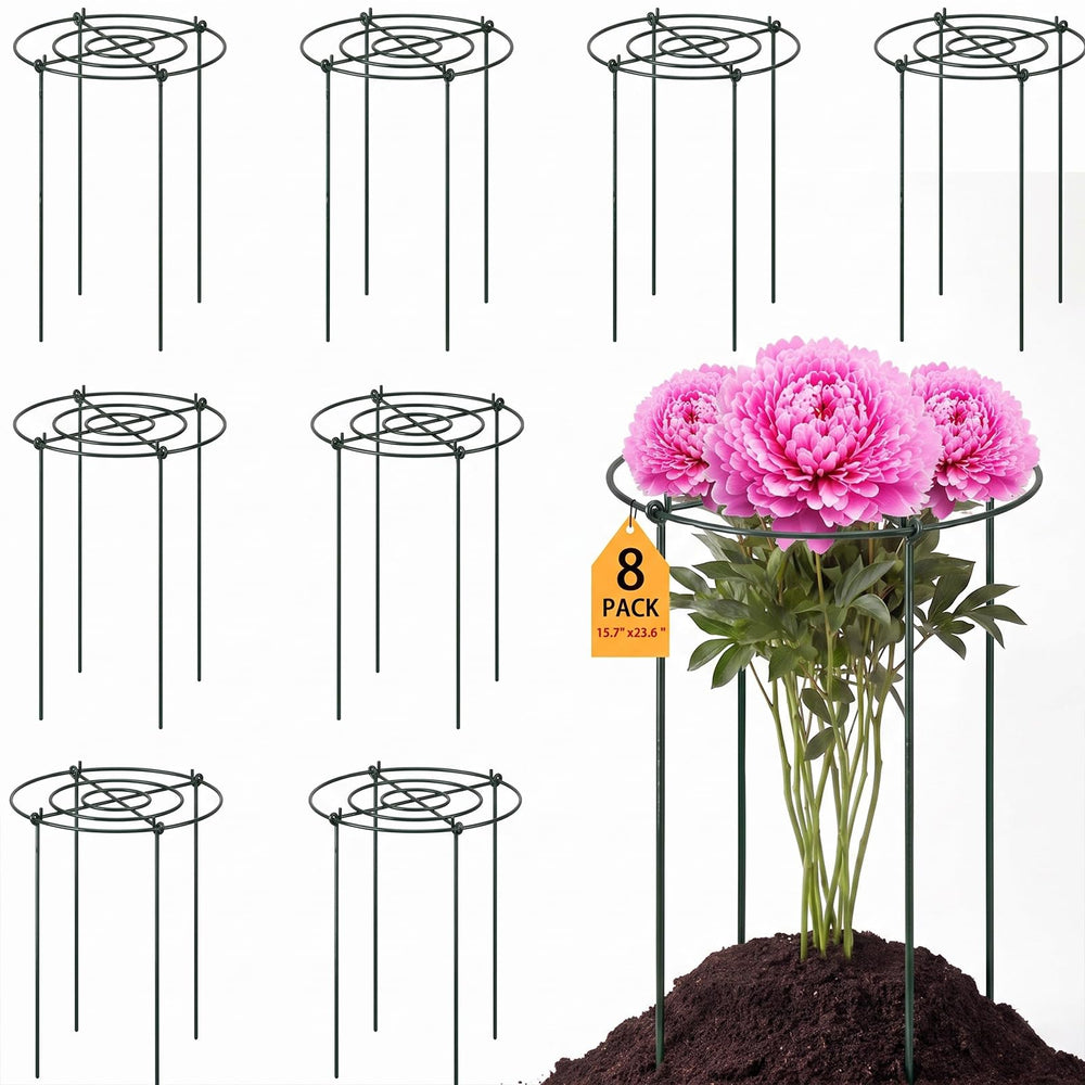 Pelopy front view peony cage showing sturdy ring and green finish benefits support