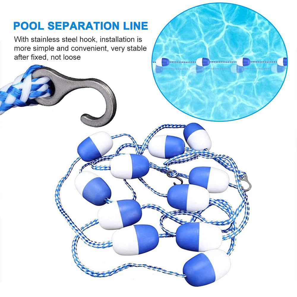 Peminkoo floating line installed in backyard pool showing clear swim area separation