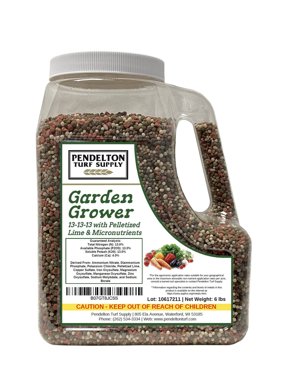 Pendelton Turf Supply front packaging of Garden Grower showing balanced fertilizer benefits