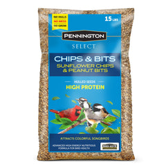 Pennington front packaging showing 15-lb bag and brand, clear product identity benefit